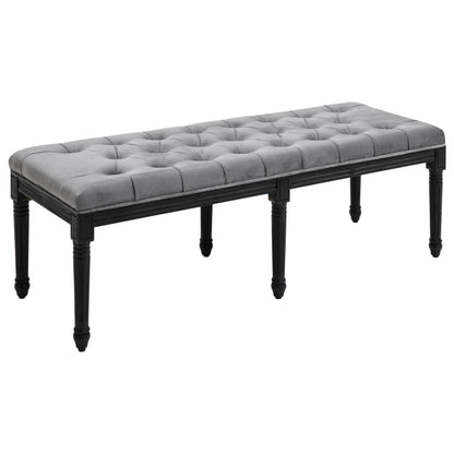 Fabric Bed End Bench Velvet Upholstered Tufted Accent Lounge Sofa Window Seat for Living Room, Bedroom, Hallway, Grey
