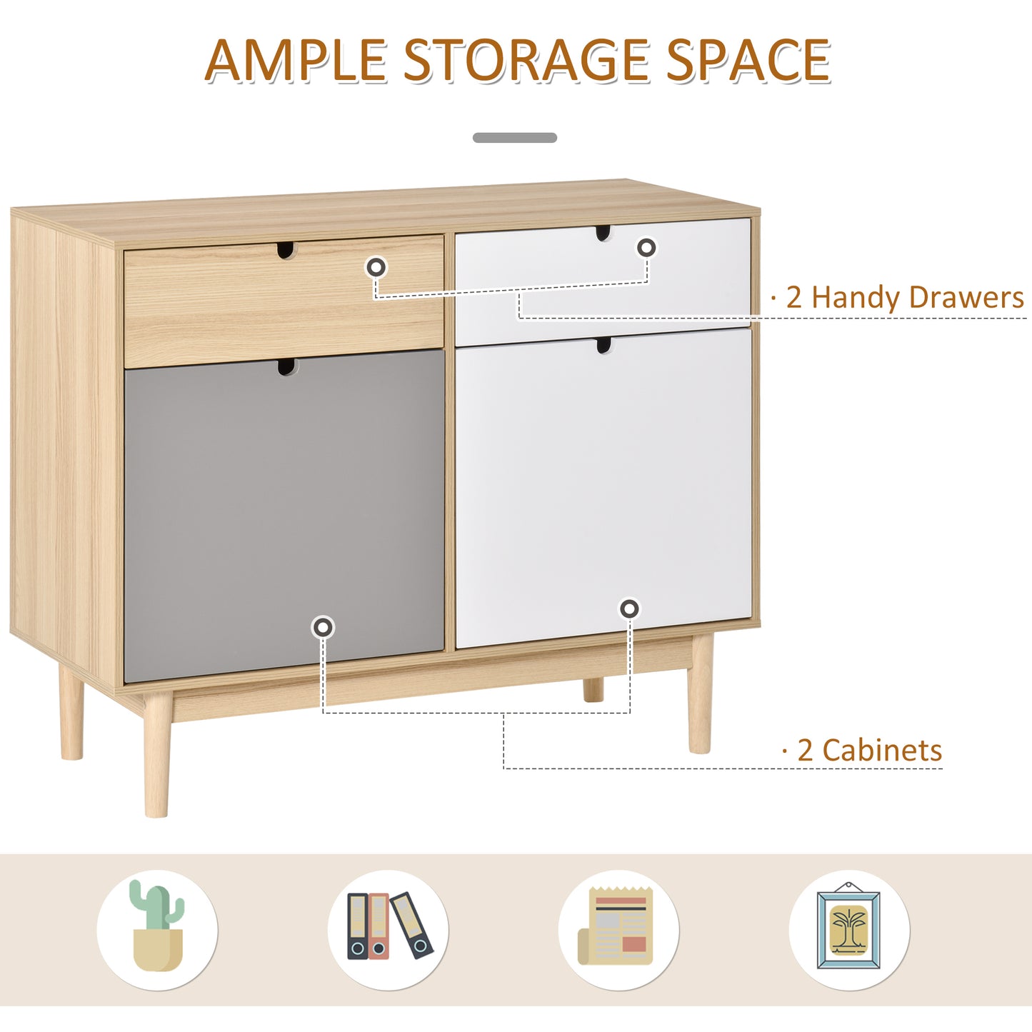 Sideboard Storage Cabinet Kitchen Cupboard with Drawers for Bedroom, Living Room, Entryway