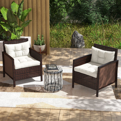 Outsunny 4-Piece Seat Cushions Back Pillows Replacement, Patio Chair Cushions Set for Indoor Outdoor, White