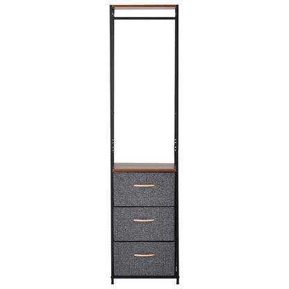 Chest of Drawers with Coat rack Steel Frame 3 Drawers  Bedroom Hallway Home Furniture Black Brown