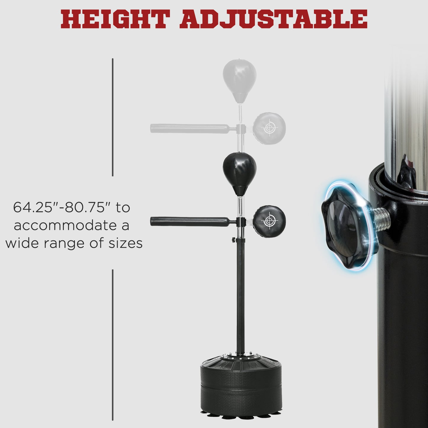 SPORTNOW Free Standing Speed Bag, Height Adjustable Boxing Punching Bag with Stand, Reflex Bar, Punching Pad and Suction Cup Base