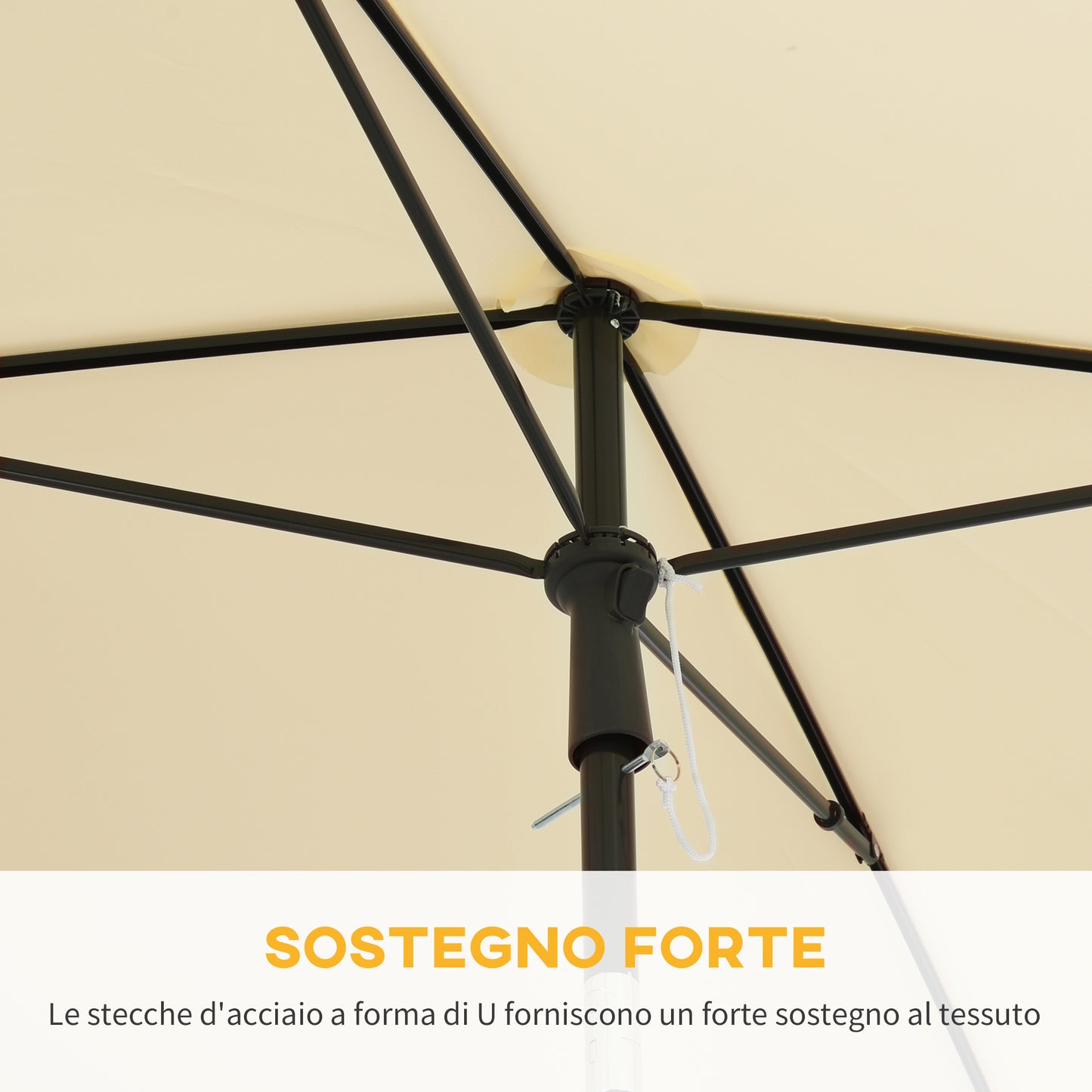 Outsunny Aluminium Sun Umbrella Parasol Patio Garden Rectangular Tilt 2M x 1.25M Beige / Green
