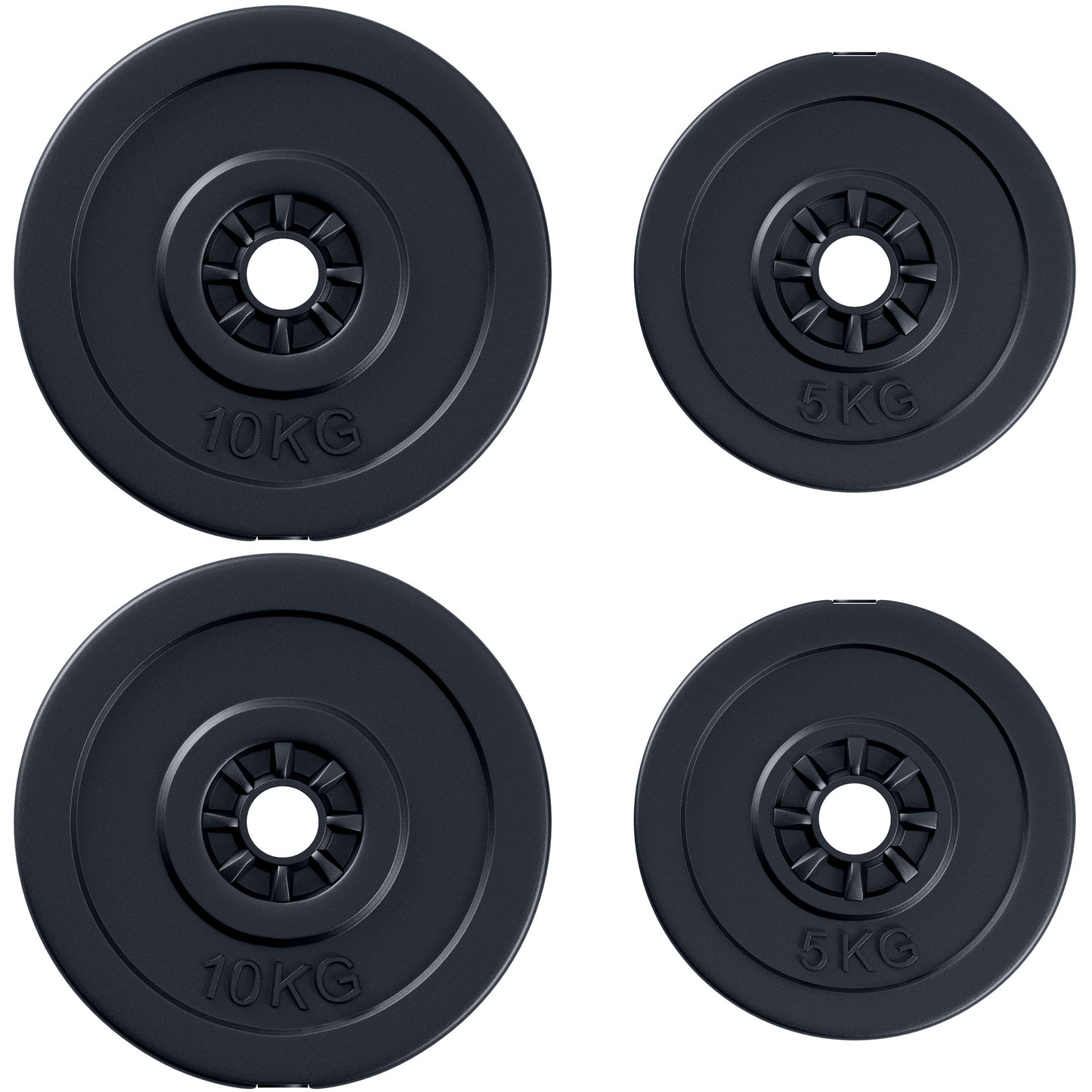 4pc Durable Gym Barbell Plates Weight Dumbbell Set for Exercise Fitting Gym Body Workout Disc Weight Plate Set 2 x 5kg & 2 x 10kg Black