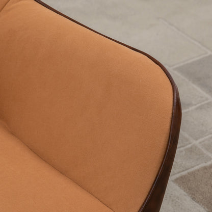 Retro Style Velvet Armchairs, Upholstered Accent Chairs with Golden Steel Legs, Modern Vanity Chairs For Living Room, Bedroom, Set of 2, Light Brown