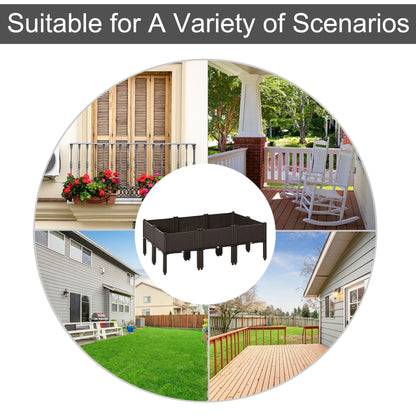 Outsunny 6-piece PP Raised Flower Bed Stackable Vegetable Herb Free Combination Grow Box with Drainage Holes