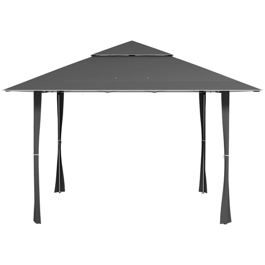 Outsunny 4 x 4m Pop-up Gazebo Double Roof Canopy Tent with UV Proof, Roller Bag & Adjustable Legs Outdoor Party, Steel Frame, Dark Grey
