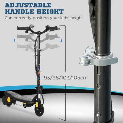 Foldable Electric Scooter, with LED Headlight, for Ages 7-14 Years - Black