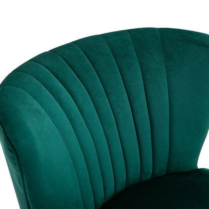 Retro Style Velvet Accent Chair Occasional Tub Seat Padding Curved Back with Wood Frame Legs Home Furniture Set of 2 Green