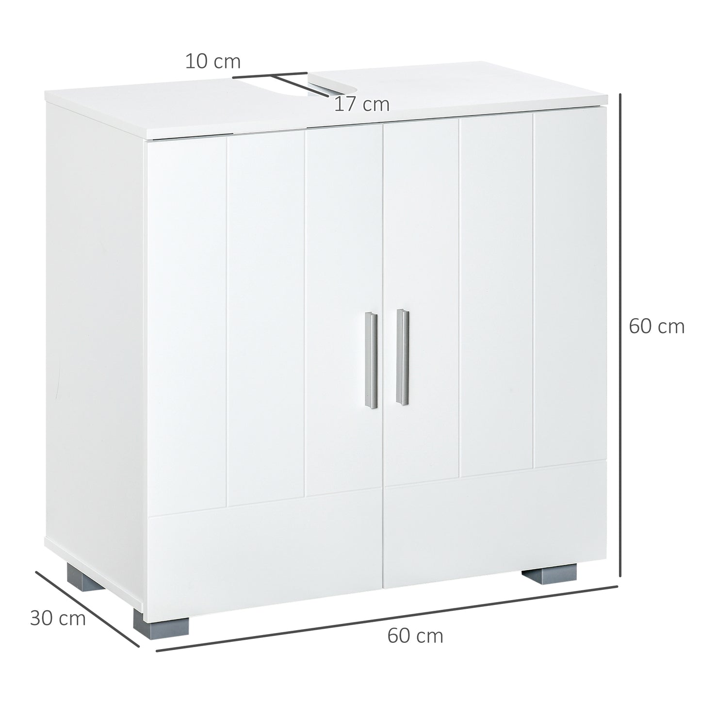 Kleankin Pedestal Under Sink Cabinet, Modern Bathroom Vanity Unit, Storage Cupboard with Double Doors, Adjustable Shelf, White