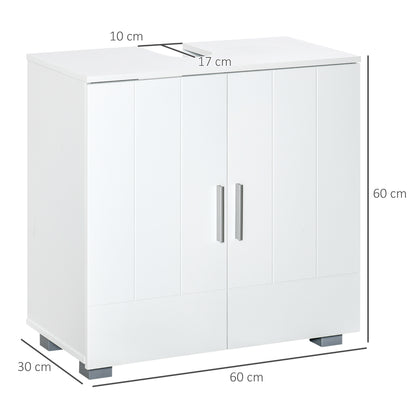 Kleankin Pedestal Under Sink Cabinet, Modern Bathroom Vanity Unit, Storage Cupboard with Double Doors, Adjustable Shelf, White