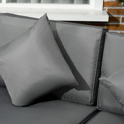 Outsunny 8 Piece PE Rattan Corner Sofa Set Garden Furniture Set Patio Wicker Sofa Seater w/ Cushion Washable Cushion Cover Tempered Glass Table Grey