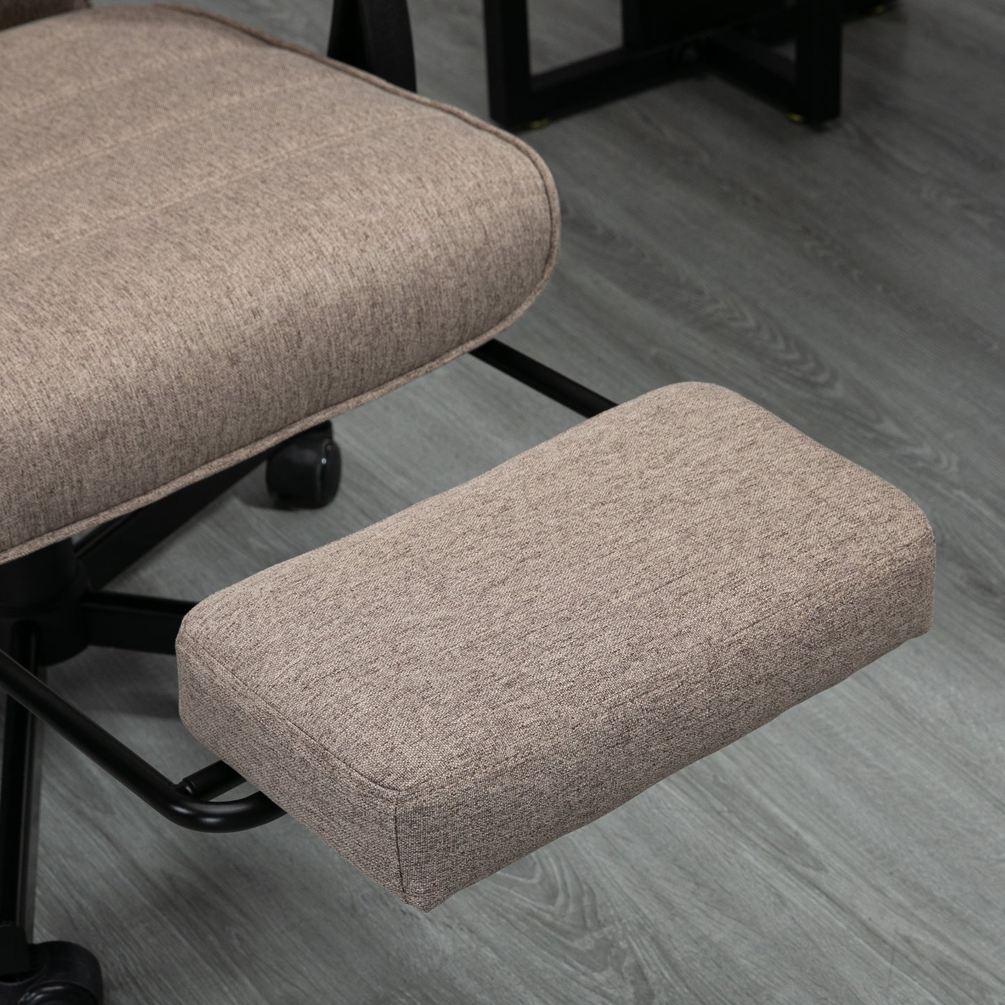 Vinsetto High-Back Home Office Chair, Linen Swivel Reclining With Adjustable Height, Footrest and Padded Armrest for Living Room, Study, Brown