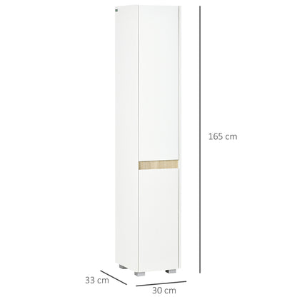 Kleankin Tall Bathroom Cabinet with Adjustable Shelves, 5-Tier Modern Freestanding Tallboy with Storage Cabinets, White