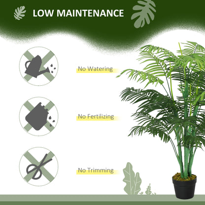 Outsunny 125cm/4FT Artificial Palm Plant Decorative Tree with 18 Leaves Nursery Pot Fake Plastic Indoor Outdoor Home Office Décor, Green