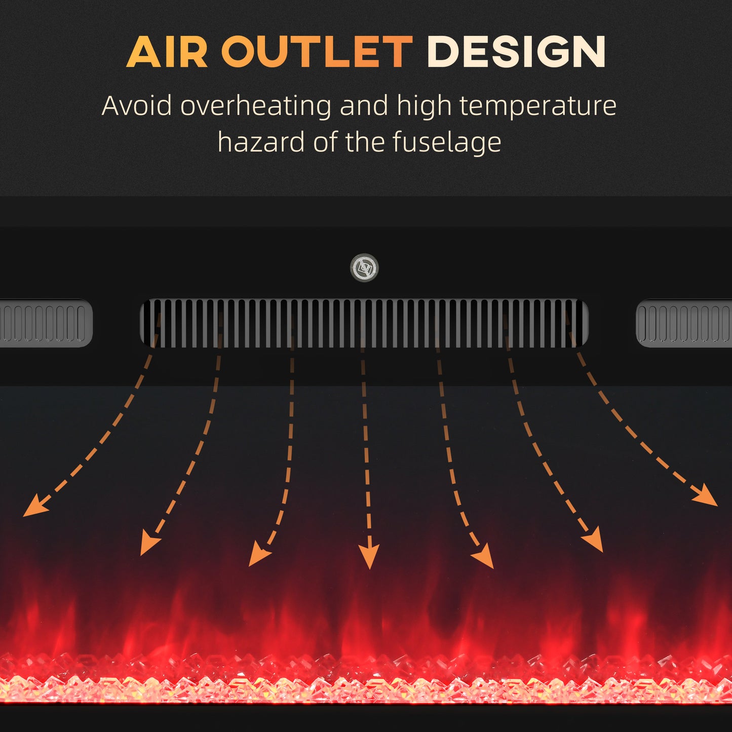 Electric Fireplace, 102CM 2000W Recessed and Wall Mounted Electric Fire with Remote Control, 9 Flame Colour and Crystal, Black