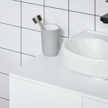 Kleankin Pedestal Under Sink Cabinet, Modern Bathroom Vanity Unit, Storage Cupboard with Double Doors, Adjustable Shelf, White