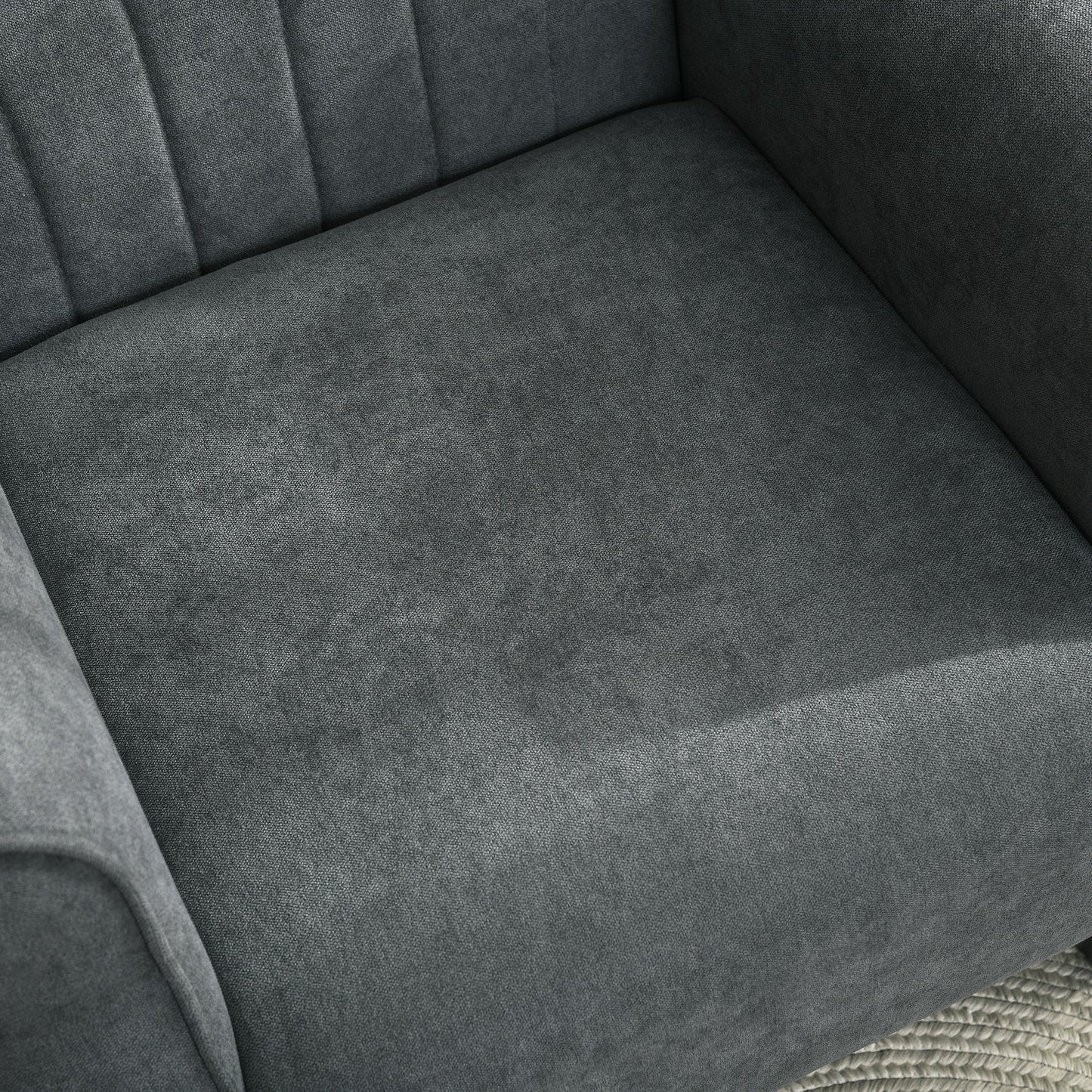 Retro Vintage Style Upholstered Accent Chair with High Back, Rolled Arms and Wood Legs, Soft Thick Padded Armchair, Grey