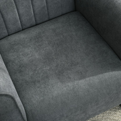 Retro Vintage Style Upholstered Accent Chair with High Back, Rolled Arms and Wood Legs, Soft Thick Padded Armchair, Grey