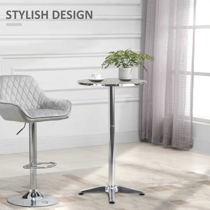 Aluminium Bistro Bar Table Round Tabletop Dining Wine Pub Stainless Steel 2 Height Settings 70cm/110cm