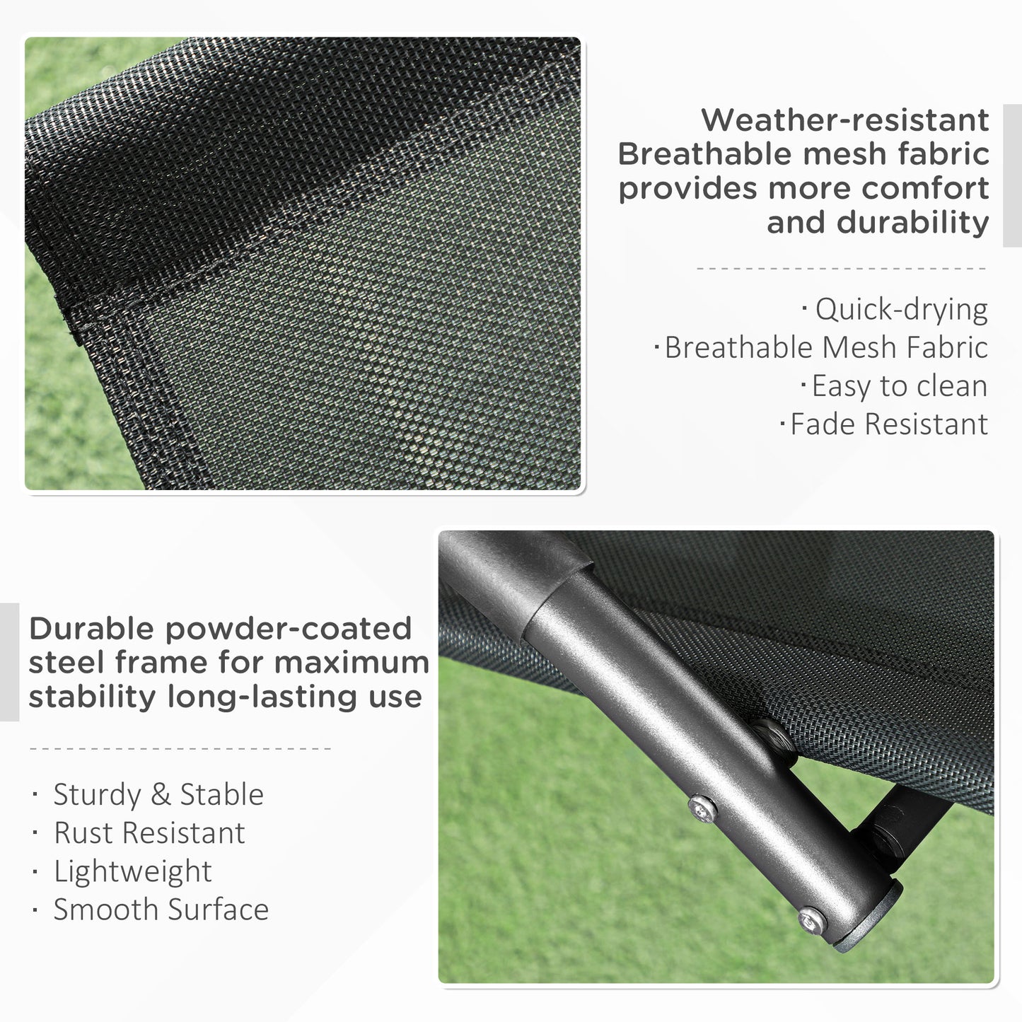 Outsunny Patio Texteline Rocking Lounge Chair Zero Gravity Rocker Outdoor Patio Garden Recliner Seat w/ Padded Pillow - Black