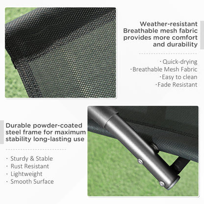 Outsunny Patio Texteline Rocking Lounge Chair Zero Gravity Rocker Outdoor Patio Garden Recliner Seat w/ Padded Pillow - Black