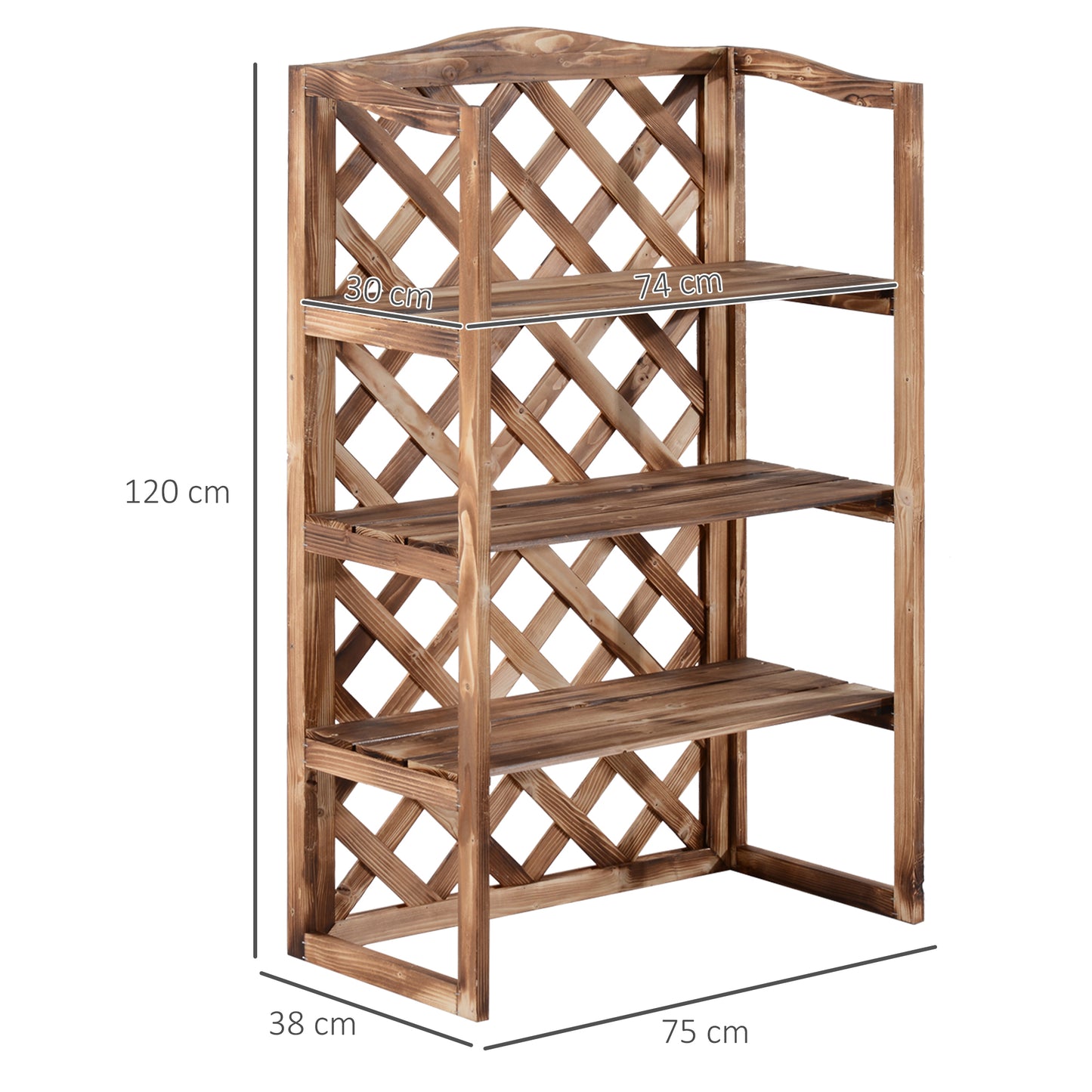 Outsunny 3-Tier Wooden Flower Stand Plant Holder Shelf Display Rack Pots Storage Outdoor Indoor  75 x 38 x 120cm