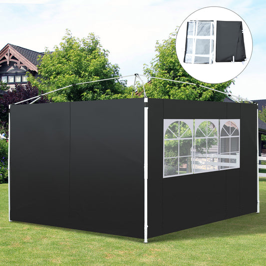 Outsunny 3m Gazebo Exchangeable Side Panels Wall-Black