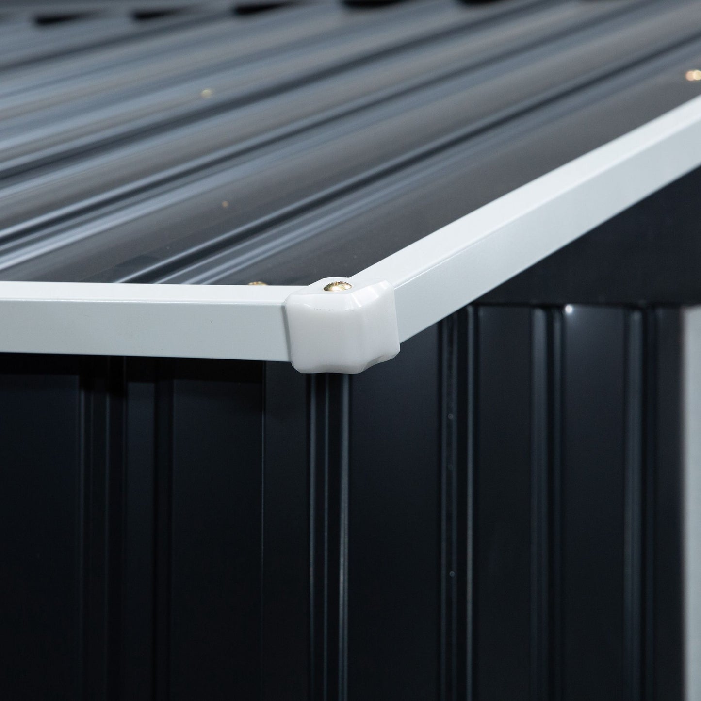 Outsunny Lockable Garden Shed Large Patio Roofed Tool Metal Storage Building Foundation Sheds Box Outdoor Furniture, 7ft x 4ft, Dark Grey