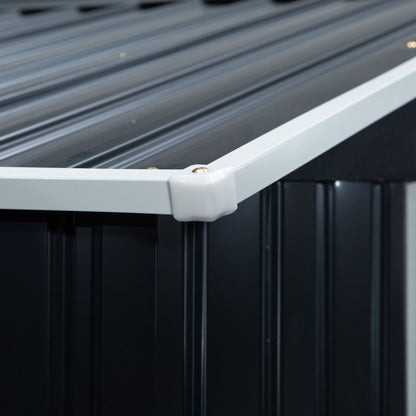 Outsunny Lockable Garden Shed Large Patio Roofed Tool Metal Storage Building Foundation Sheds Box Outdoor Furniture, 7ft x 4ft, Dark Grey