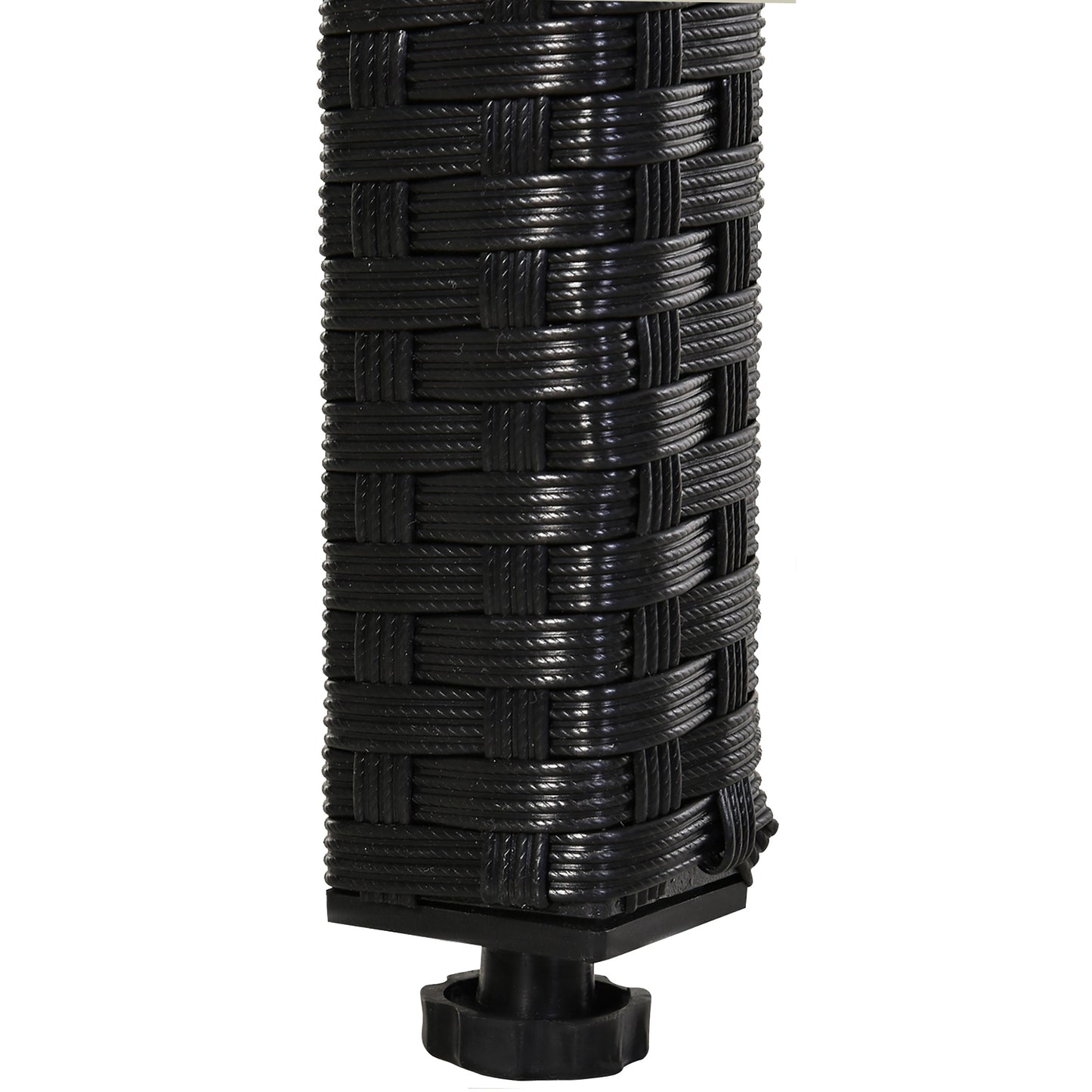 Outsunny 4-Seater Rattan Garden Furniture Space-saving Wicker Weave Sofa Set Conservatory Dining Table Table Chair Footrest Cushioned Black