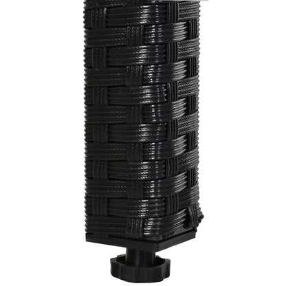 Outsunny 4-Seater Rattan Garden Furniture Space-saving Wicker Weave Sofa Set Conservatory Dining Table Table Chair Footrest Cushioned Black