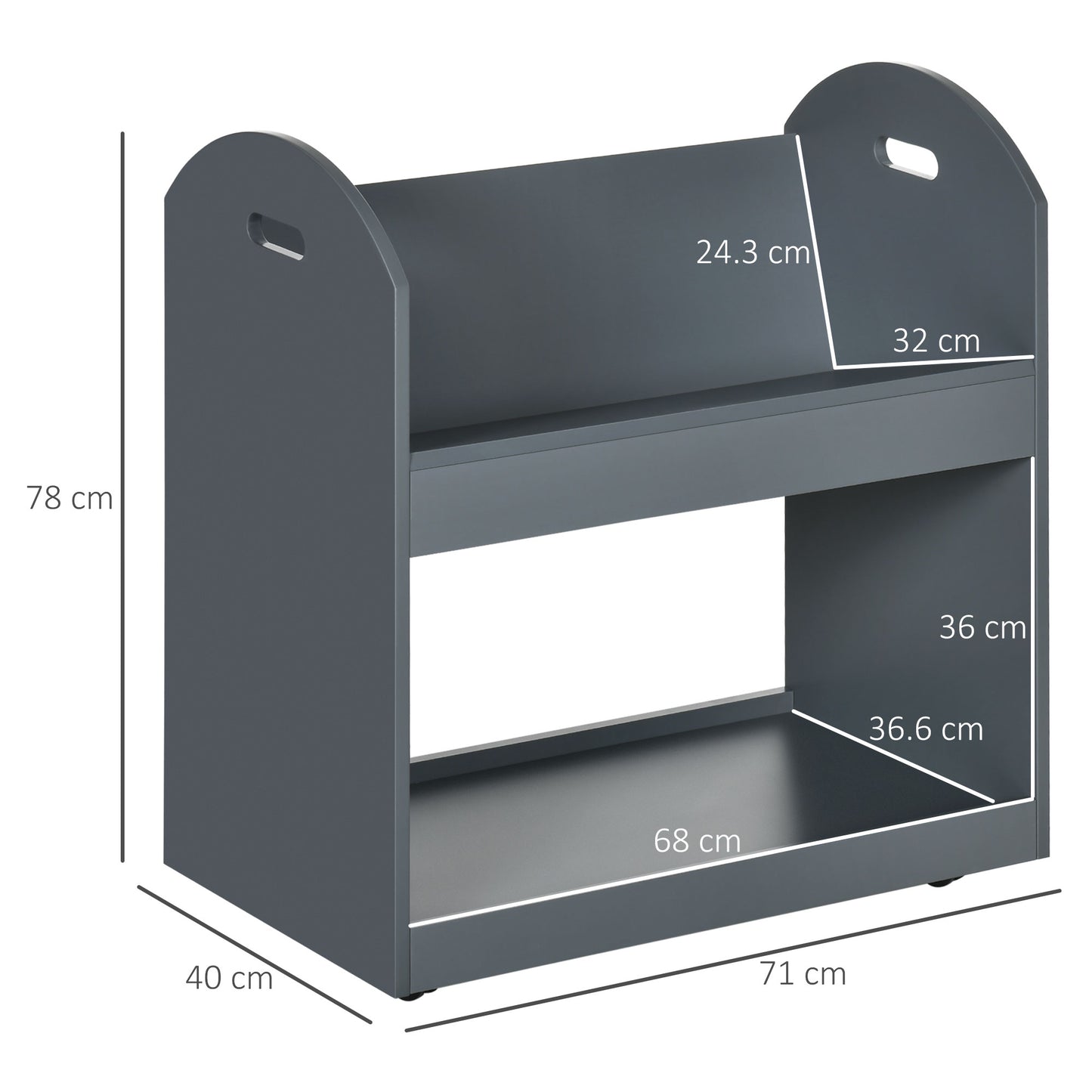 2-Tier Storage Shelves, Kitchen Cart Shelf Unit with Wheels for Dining & Living Room, Home Study, Grey