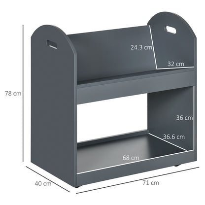 2-Tier Storage Shelves, Kitchen Cart Shelf Unit with Wheels for Dining & Living Room, Home Study, Grey