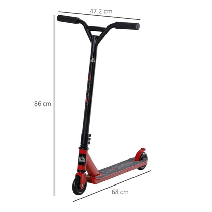 Teens Adult Street Stunt Kick Scooter Intermediate and Beginner Freestyle Tricks Scooters For 14+ w/ Rear φ10cm Wheel&Brake - Red