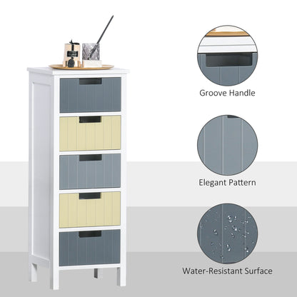 Tall Chest of Drawers, Storage Tower, Dresser Chest w/ 5 Detachable Drawers, Wood Top, Organizer Unit for Closets Bedroom Nursery Room Hallway