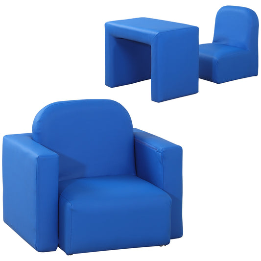 2 In 1 Toddler Sofa Chair,  48 x 44 x 41 cm, for Game Relax Playroom, Blue