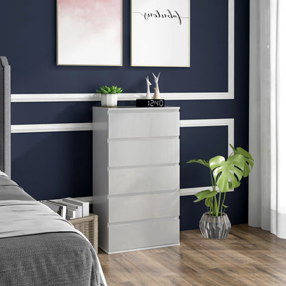 High Gloss Chest of Drawers, 5-Drawer Storage Cabinets, Modern Dresser, Storage Drawer Unit for Bedroom