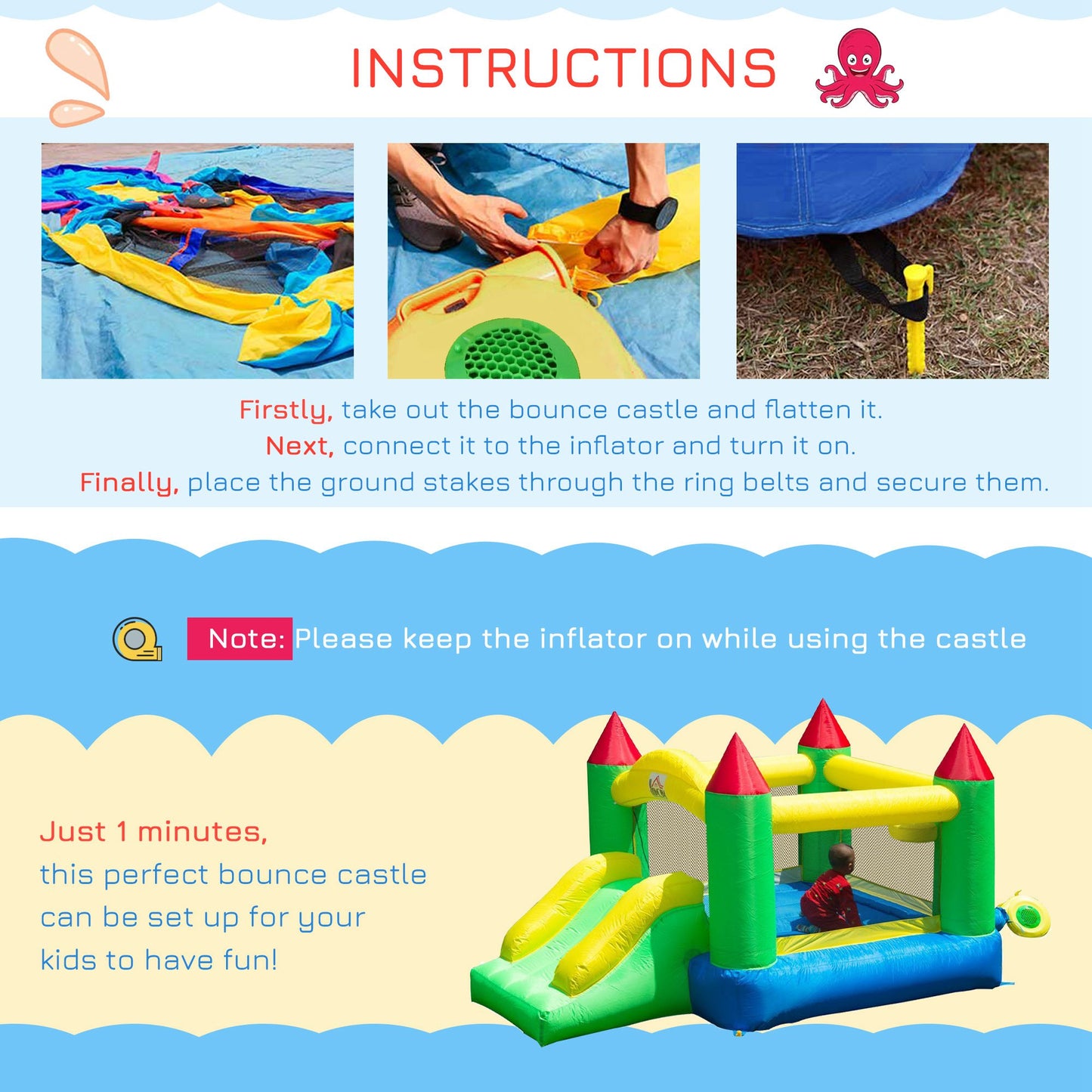 Inflatable Kids Bounce Bouncy Castle Jumper With Blower