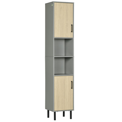 Kleankin Free Standing Bathroom Cabinets, Tall Bathroom Cabinet with Door and Adjustable Shelves, 31.4x30x165cm