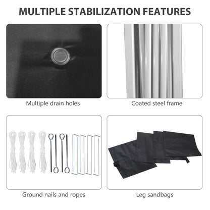Outsunny 3 x 3 (M) Pop Up Gazebo Event Shelter, Height Adjustable Party Tent with 2 Sidewalls, Weight Bags and Wheeled Bag