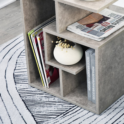 Side Table, 3 Tier End Table with Open Storage Shelves, Living Room Coffee Table Organiser Unit, Set of 2, Cement Colour