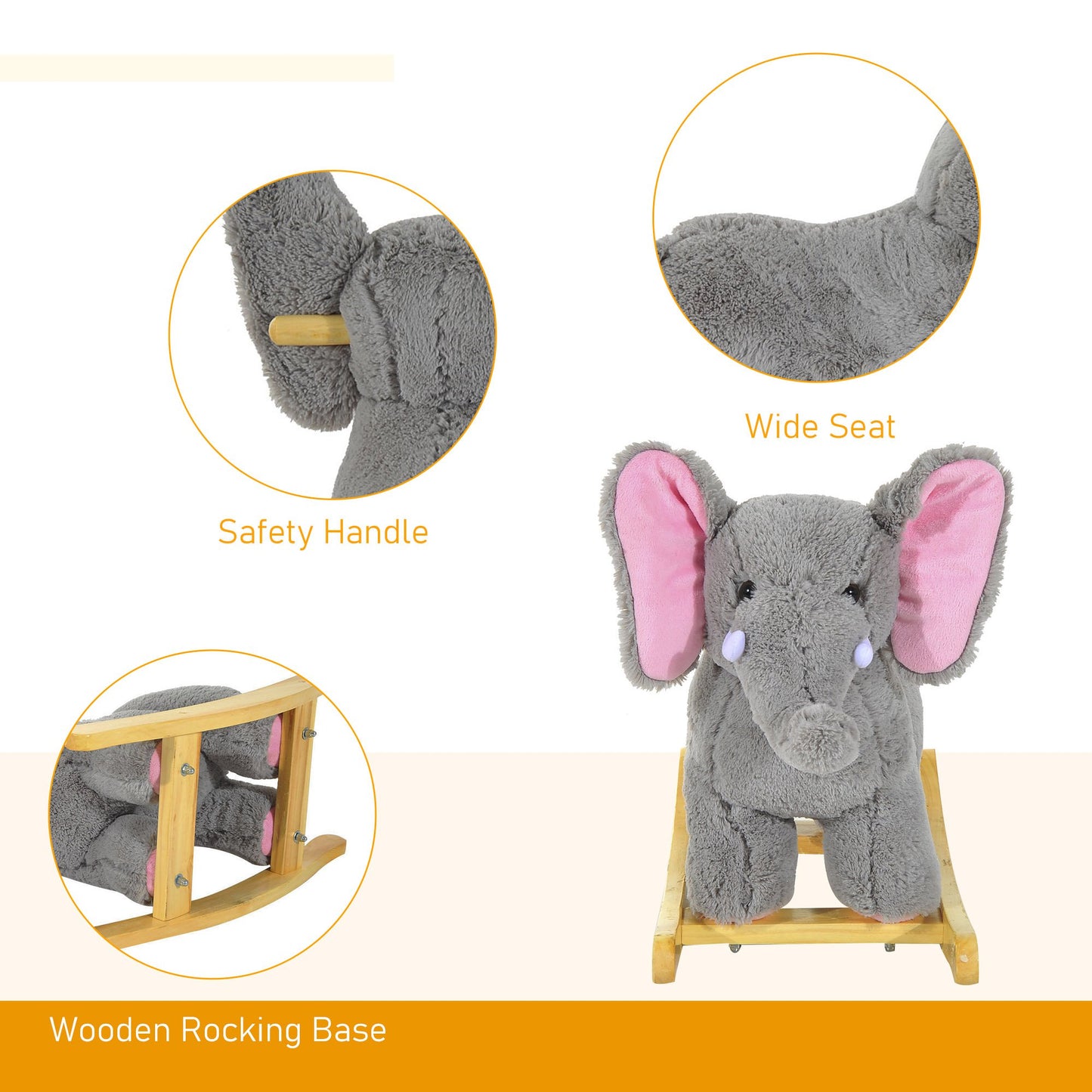 Kids Plush Ride On Elephant Grey