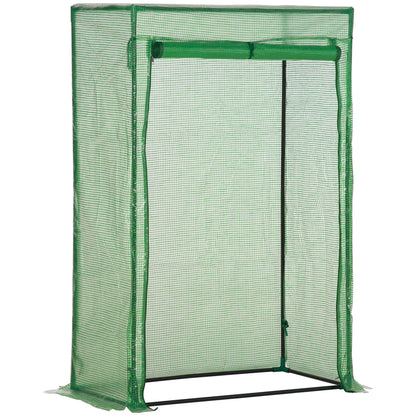 Outsunny 100 x 50 x 150cm Greenhouse Steel Frame PE Cover with Roll-up Door Outdoor for Backyard, Balcony, Garden, Green / Transparent