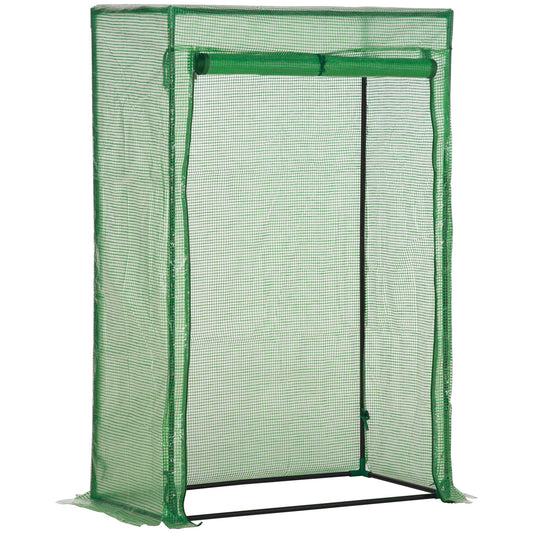Outsunny 100 x 50 x 150cm Greenhouse Steel Frame PE Cover with Roll-up Door Outdoor for Backyard, Balcony, Garden, Green / Transparent