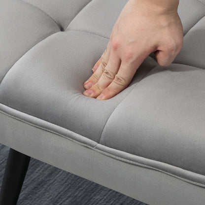 Armless Accent Chair w/ Footstool Set, Modern Tufted Upholstered Lounge Chair w/ Pillow, Steel Legs, Grey