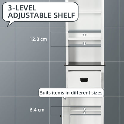 Kleankin Tall Bathroom Cabinet, Freestanding Tallboy Storage Unit with Drawer and Adjustable Shelf for Living Room, White