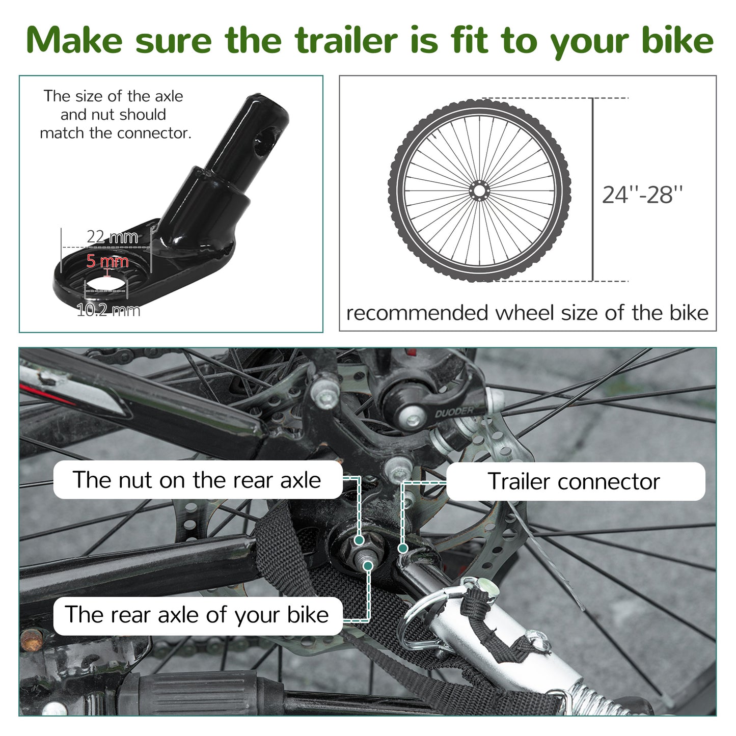 Child Bike Trailer 2 In 1 Baby Stroller 2-Seater Transport Carrier with Hitch Coupler, Brake, 5 Point Harness, Storage Bag, Reflector, Green