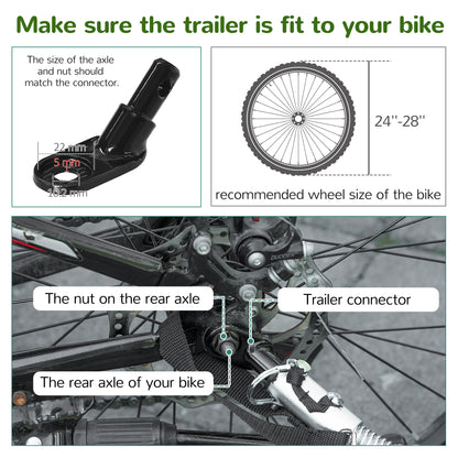 Child Bike Trailer 2 In 1 Baby Stroller 2-Seater Transport Carrier with Hitch Coupler, Brake, 5 Point Harness, Storage Bag, Reflector, Green