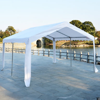 Outsunny 4m x 4 m Party Tents Portable Carport Shelter with Removable Sidewalls & Double Doors, Heavy Duty Party Tent Car Canopy