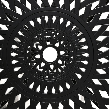 Outsunny 78cm Round Garden Dining Table With Parasol Hole Antique Cast Aluminium Outdoor Table, Black